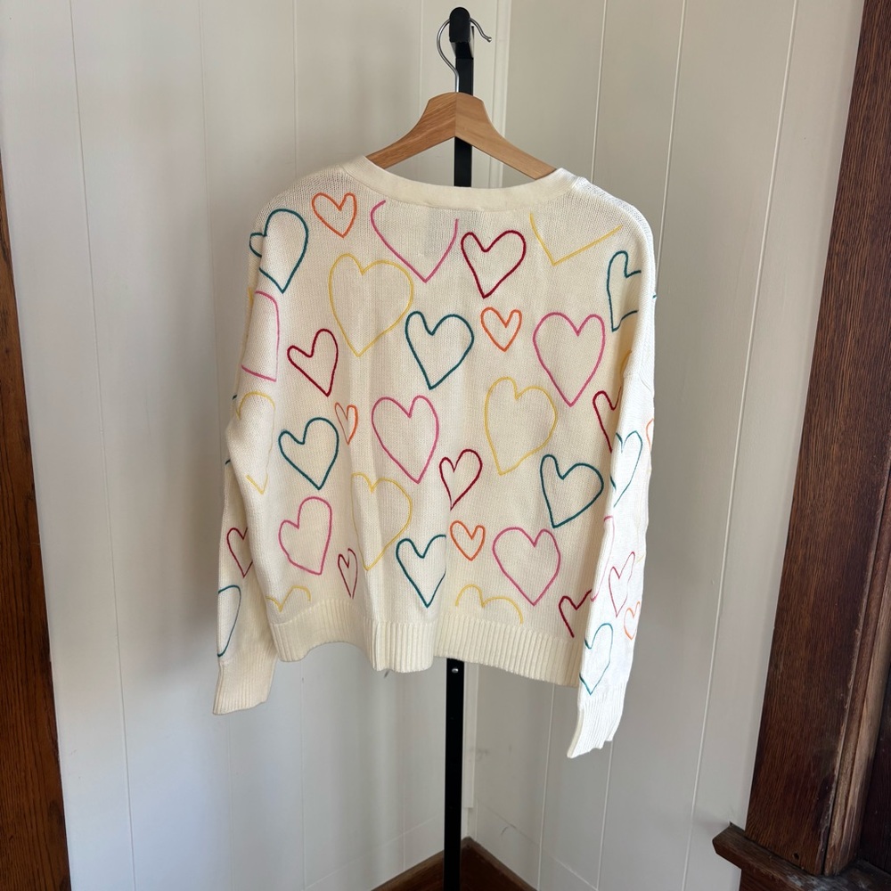 XOKR Kerri Rosenthal Womens Medium Heart Knit Cardigan Cropped Anthropologie NWT - Picture 5 of 8